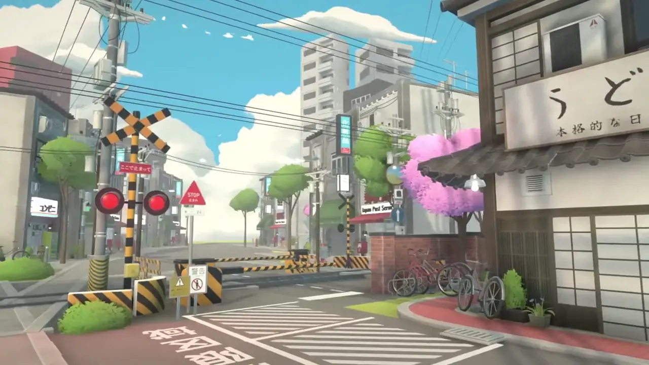 Narrow streets and buildings in Idyllic Anime Japan